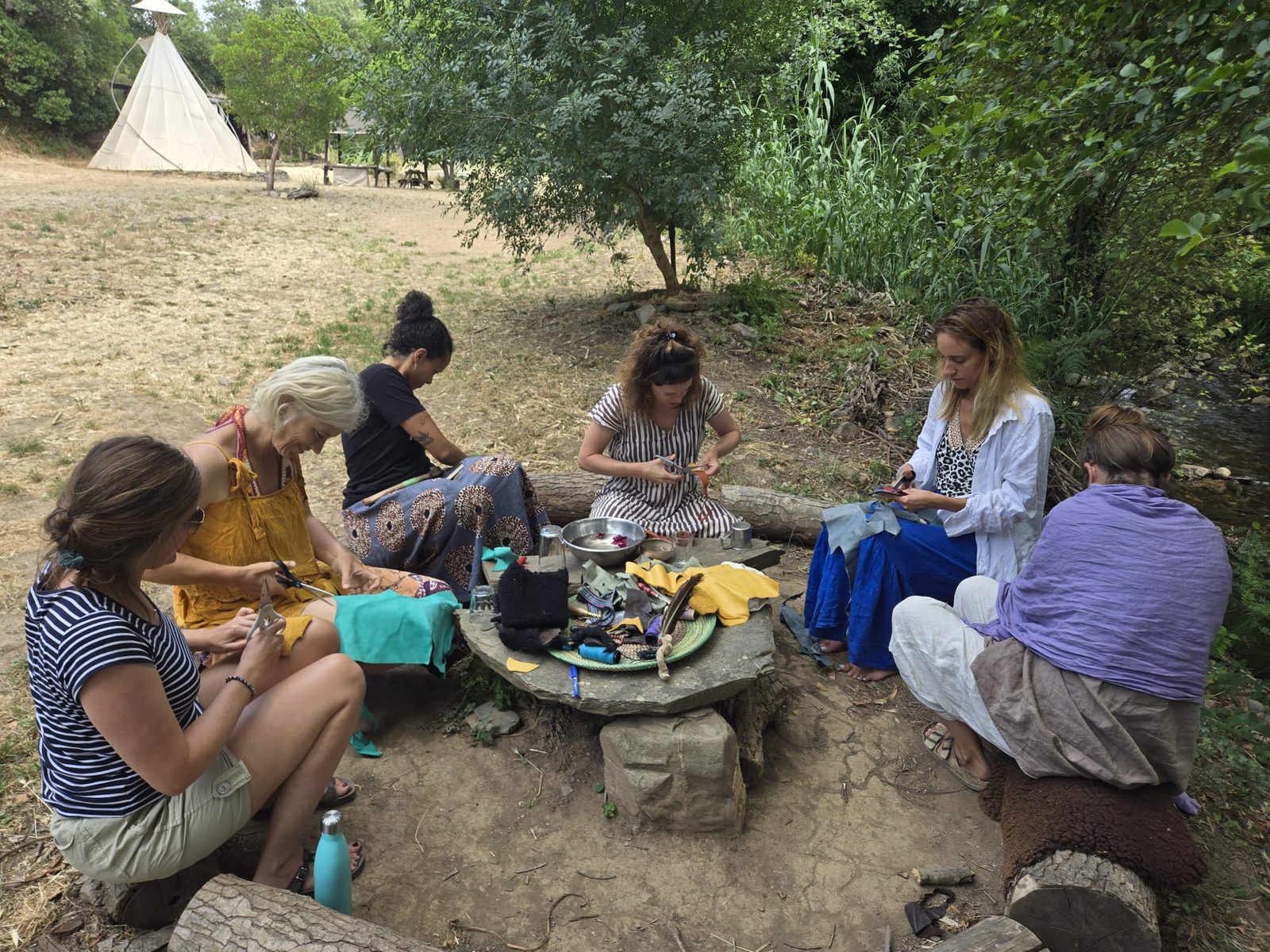 Women creating medicine bags